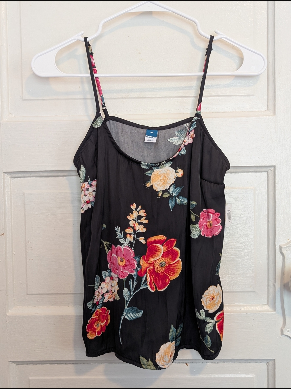 NWT Black Floral Spaghetti Strap Cami Top Old Navy Summer Coquette Girl